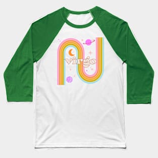 virgo 70s Rainbow with planets Baseball T-Shirt